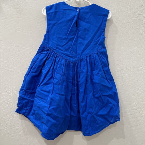 Tea Collection Blue Gold Embroidered Lotus Flowers Button Back Dress - Picture 6 of 9